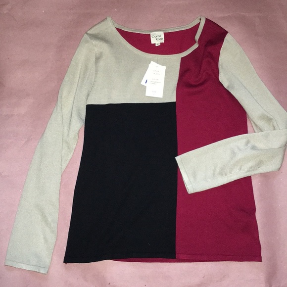 🥂Vintage 90s Carol Rose Cranberry Combo Sweater - Picture 1 of 2